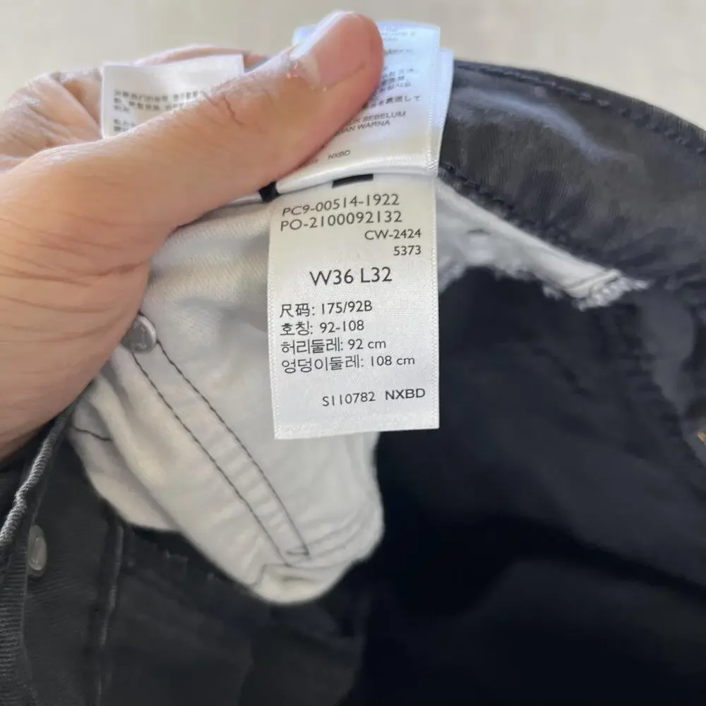 Levi's 514 Jeans Mens 36x32 Gray Regular Straight Stretch Denim Dark Wash Pants
